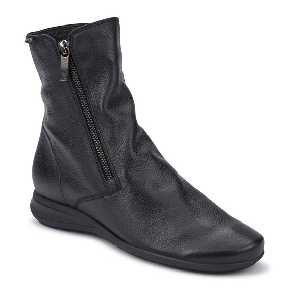 $440 MEPHISTO Nessia Bootie BLACK WEDGE LEATHER GENTLY SLOUCHY 10 US (TS5) - Picture 1 of 9
